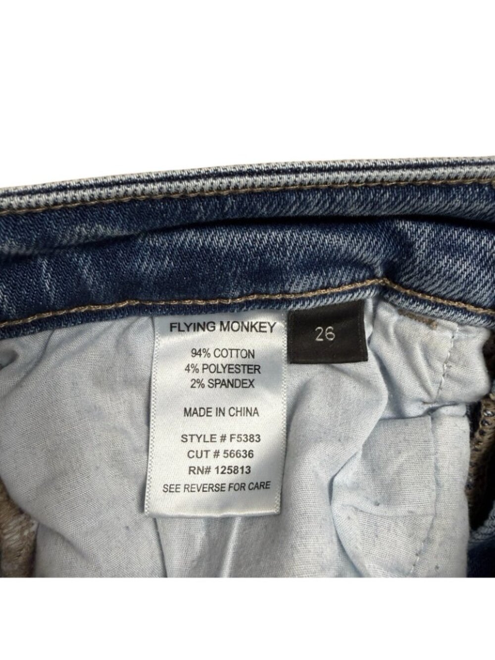 FLYING MONKEY JEANS HIGH RISE STRAIGHT F5383 SIZE 26 STRETCH CLASSIC ILLUMINATE - Picture 6 of 10